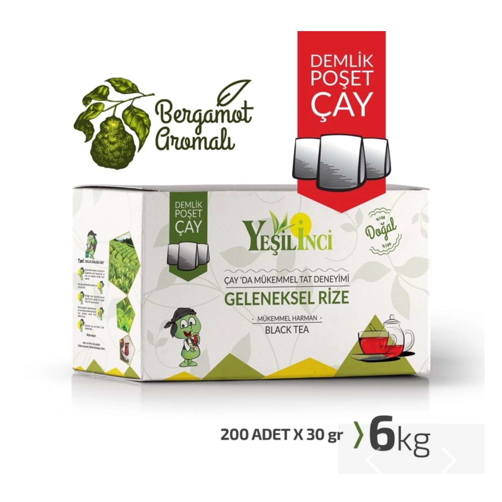 Yeşil İnci Demlik Poşet Bergamot Aromalı 6 kg